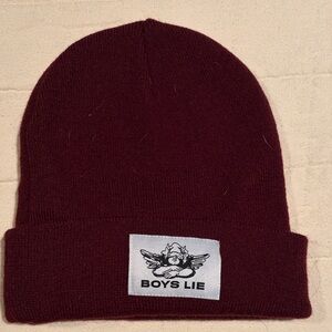 Boys Lie Burgundy Knit Cuffed Beanie